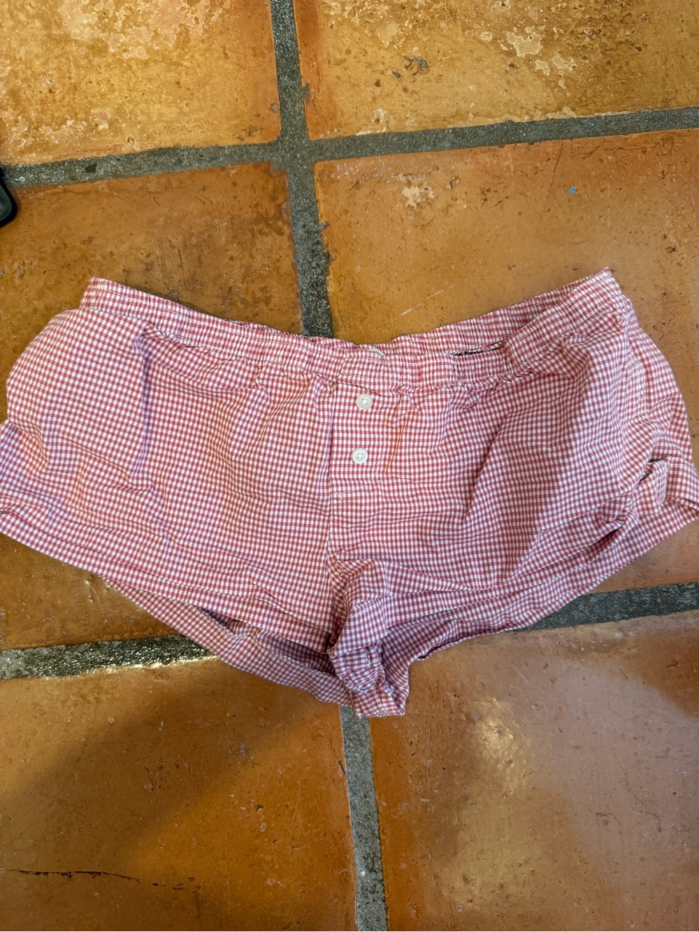 Brandy Melville Red Gingham Button-Front Athletic Shorts